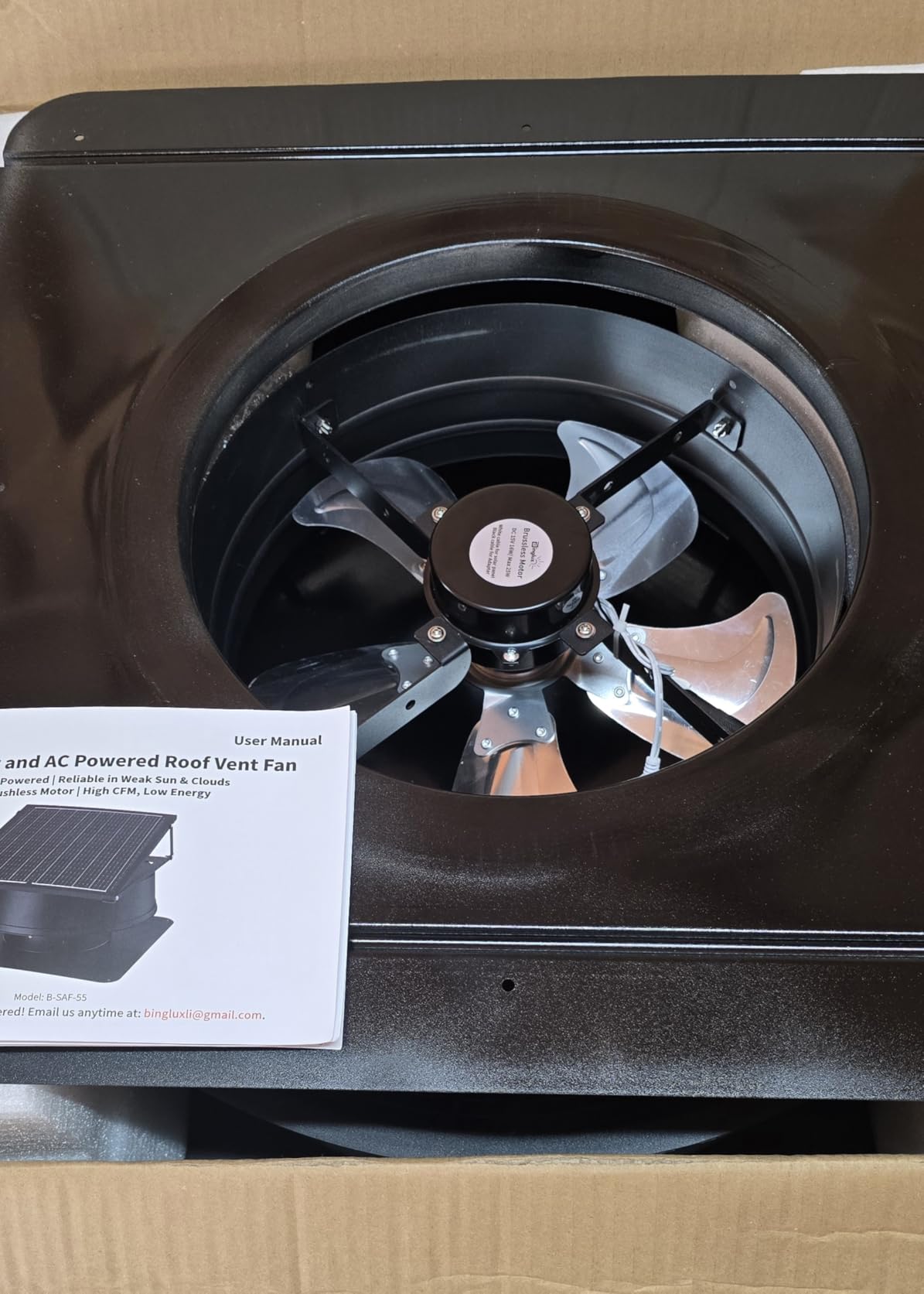 55W Solar Attic Fan with Thermostat, 12
