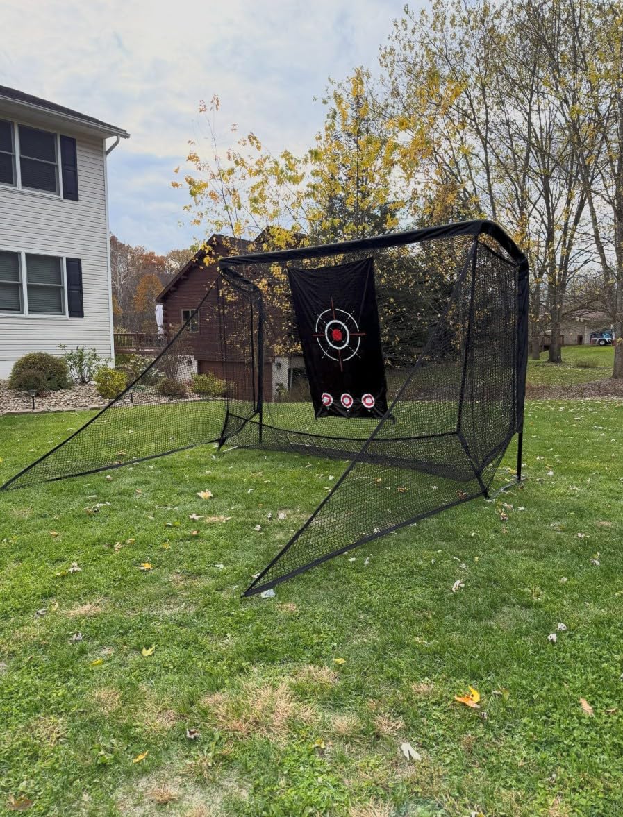 10x7ft Golf Hitting Practice Net with Dual Side Net Barriers & Durable Heavy Duty Steel Frame, Golf Nets Backyard Driving, Chipping & Swing Training for Indoor&Outdoor customer photo 1