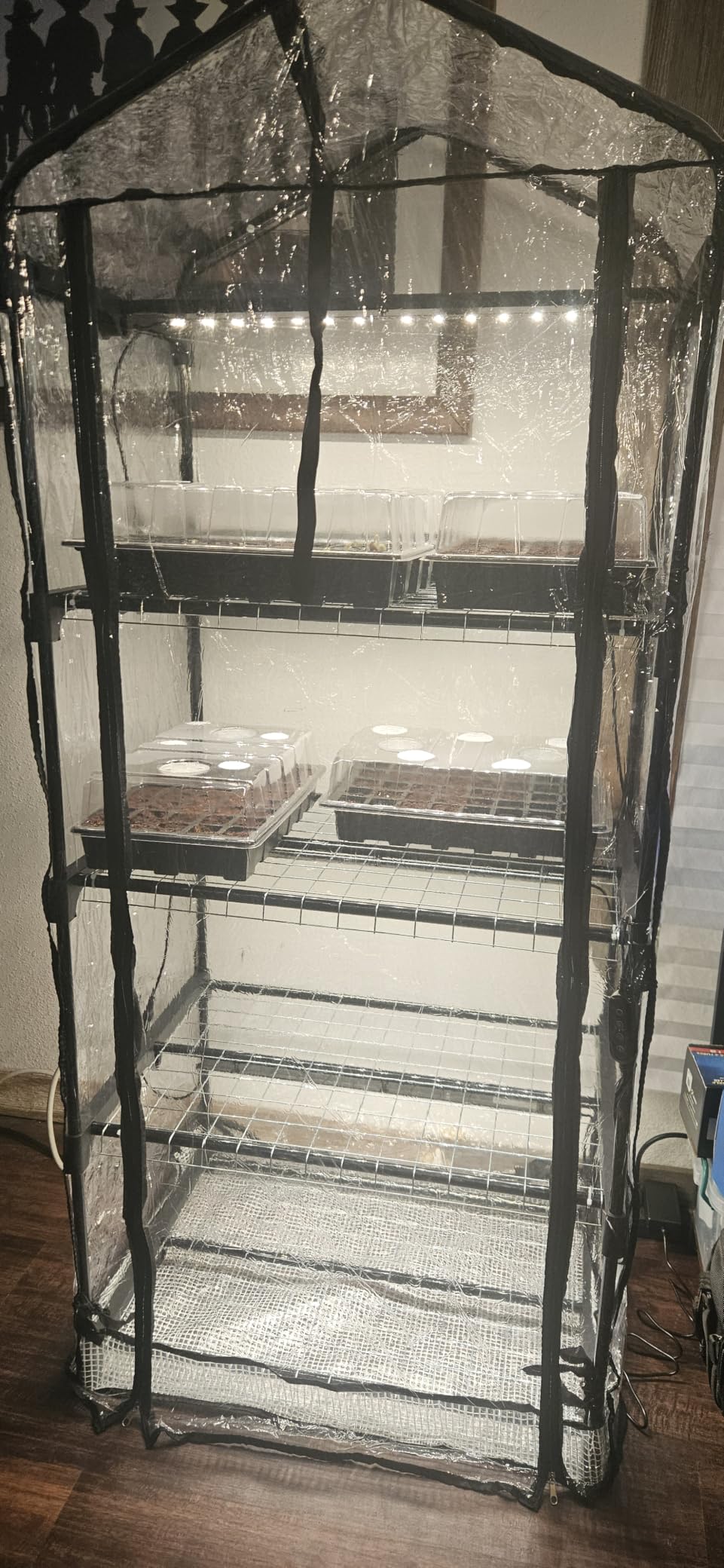Bstrip Indoor Greenhouse with Grow Light, 5-Tier Large Greenhouse Cabinet | 5x24W LED Grow Lights, Clear PVC Cover, 5 Heavy Duty Shelves, Airflow Windows, Zippered Door, 40.2x18.9x74.8in, Auto Timer customer photo 1