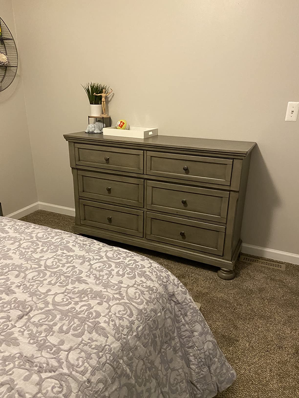 Signature Design by Ashley 6-Drawer Black Dresser with Mirror for Bedroom | Durable engineered wood (MDF/particleboard/plywood) with solid black decorative laminate, Pewter-tone knobs, Maribel Series customer photo 2