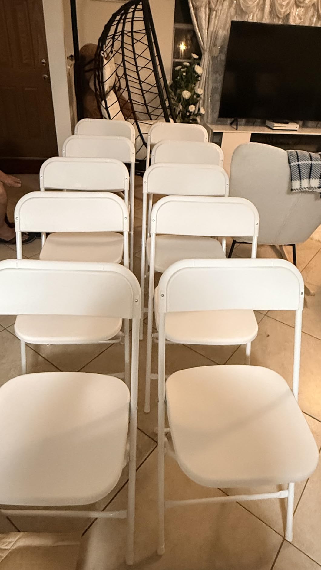 12 Pack Black Folding Chairs, Portable Party Chairs, Plastic Folding Chair, Stackable Commercial Seats with Steel Frame for Office Wedding Party Patio Dinning Events, 350lbs Capacity, Black customer photo 2