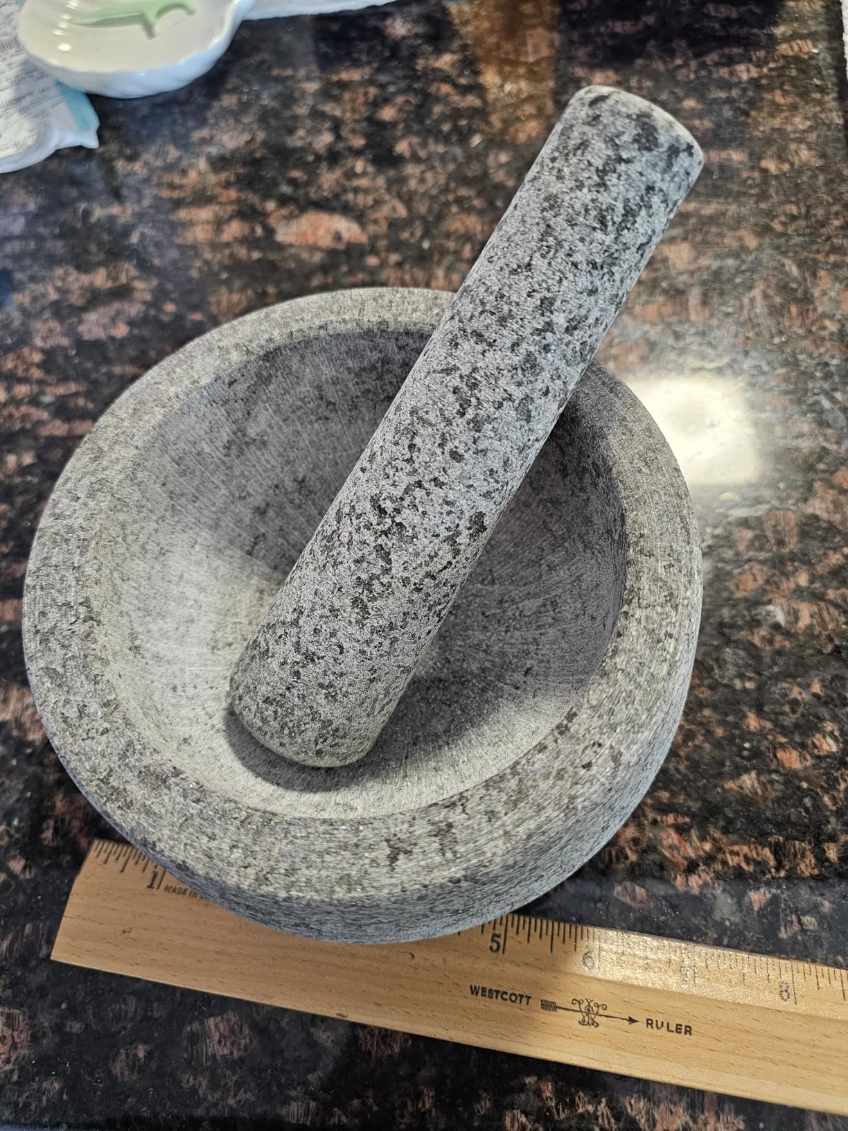 Large Mortar and Pestle - Double Sided Stone Mortar Unpolished Granite Bowl 6.5 Cups 8.5 Inch for Grinding Spices, Salsa Sauce, Avocado Sauce Molcajete Bowl customer photo 2