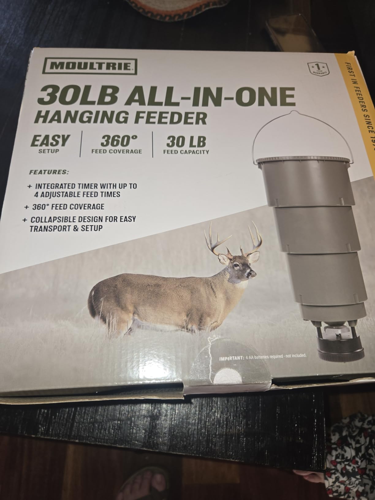 Moultrie All-in-One Hanging Deer Feeder - 30 Lb, Bluetooth App | collapsible design, easy setup, adjustable feed times, weatherproof hopper customer photo 1