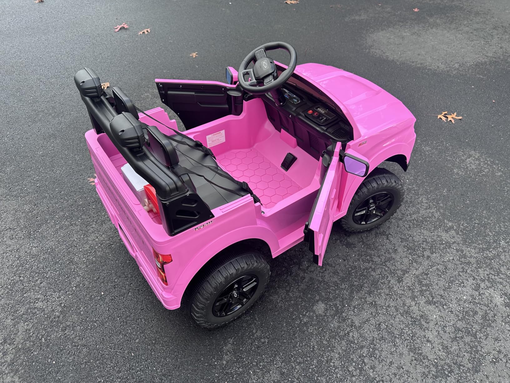First Ride On 24V 2 Seater Ride on Toys Licensed Chevrolet Silverado, Electric Vehicle with Remote Control and Seat Belts, Electric Ride on Truck with Trunk, Bluetooth and LED Lights (Black) customer photo 1