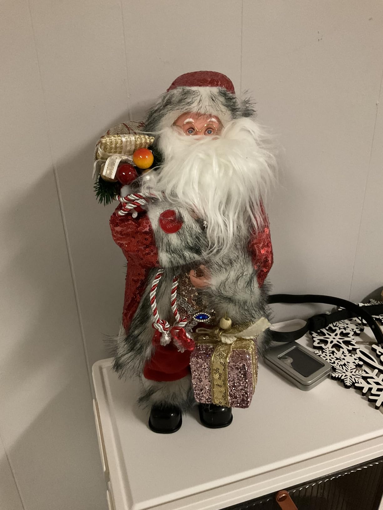 Gfilay 18 Inch Animated Santa Claus Figurine with Music and Movement | Collectible Christmas Figurine Featuring Singing Dancing Santa, Red Sequin Coat and Holiday Home Decor customer photo 2