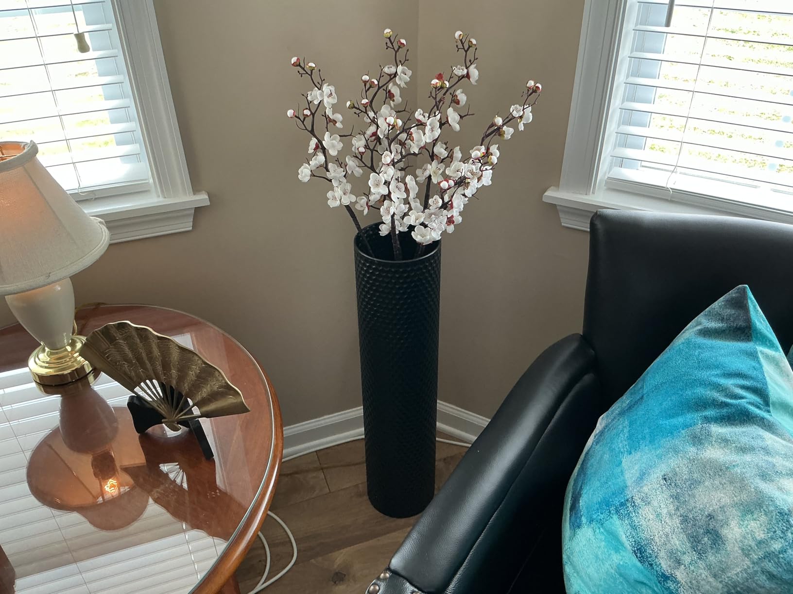 Black Tall Floor Vase - Set of 3 Large Metal Decorative Vases | 27.6