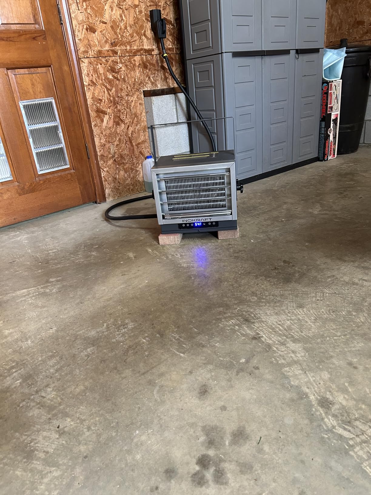 InoKraft 7500W Electric Garage Heater, 240V with NEMA 14-50P Plug | Ceiling-mount heater with remote, digital thermostat, 24-hour timer, ECO mode, overheat protection and 8 AWG wire customer photo 1