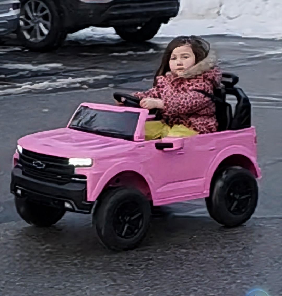 ENYOPRO 24V Ride on Toys, Licensed Chevrolet Silverado LT Trail Boss 2 Seater Ride on Car for Kids, Toddler Electric Car w/Remote Control, Safety Belt, Truck Bed Storage, LED Lights, Bluetooth, Black customer photo 2