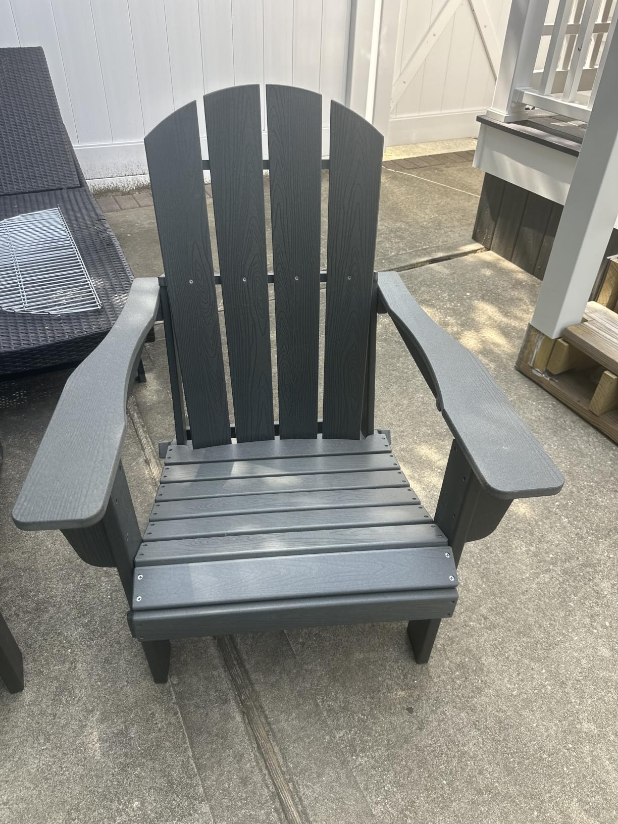 SERWALL Outdoor Adirondack Chair Set of 4 with Cup Holders, Foldable, Brown | HDPE Composite, Waterproof, Wood Grain, Cup & Phone Holder customer photo 2