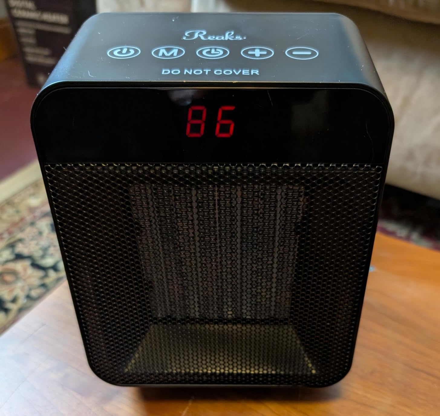 Reaks Bathroom Space Heater, 1500W, PTC Ceramic, Black | ALCI safety plug, 59-95°F digital thermostat, 12-hour timer, ECO mode, ETL certified customer photo 1