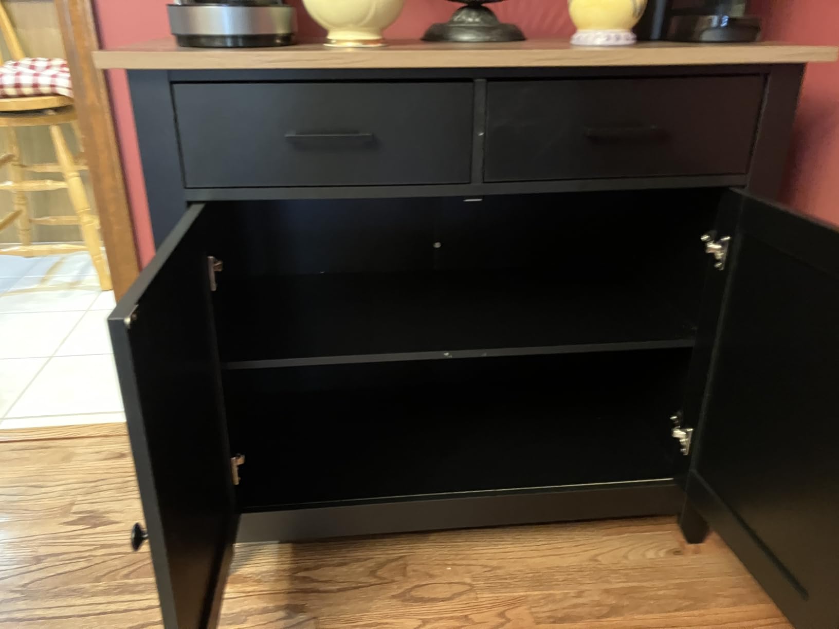 HORSTORS Farmhouse Kitchen Storage Cabinet, Small Buffet, Coffee Bar, Green | Buffet Sideboard with 2 Drawers & 2 Doors, 35.8