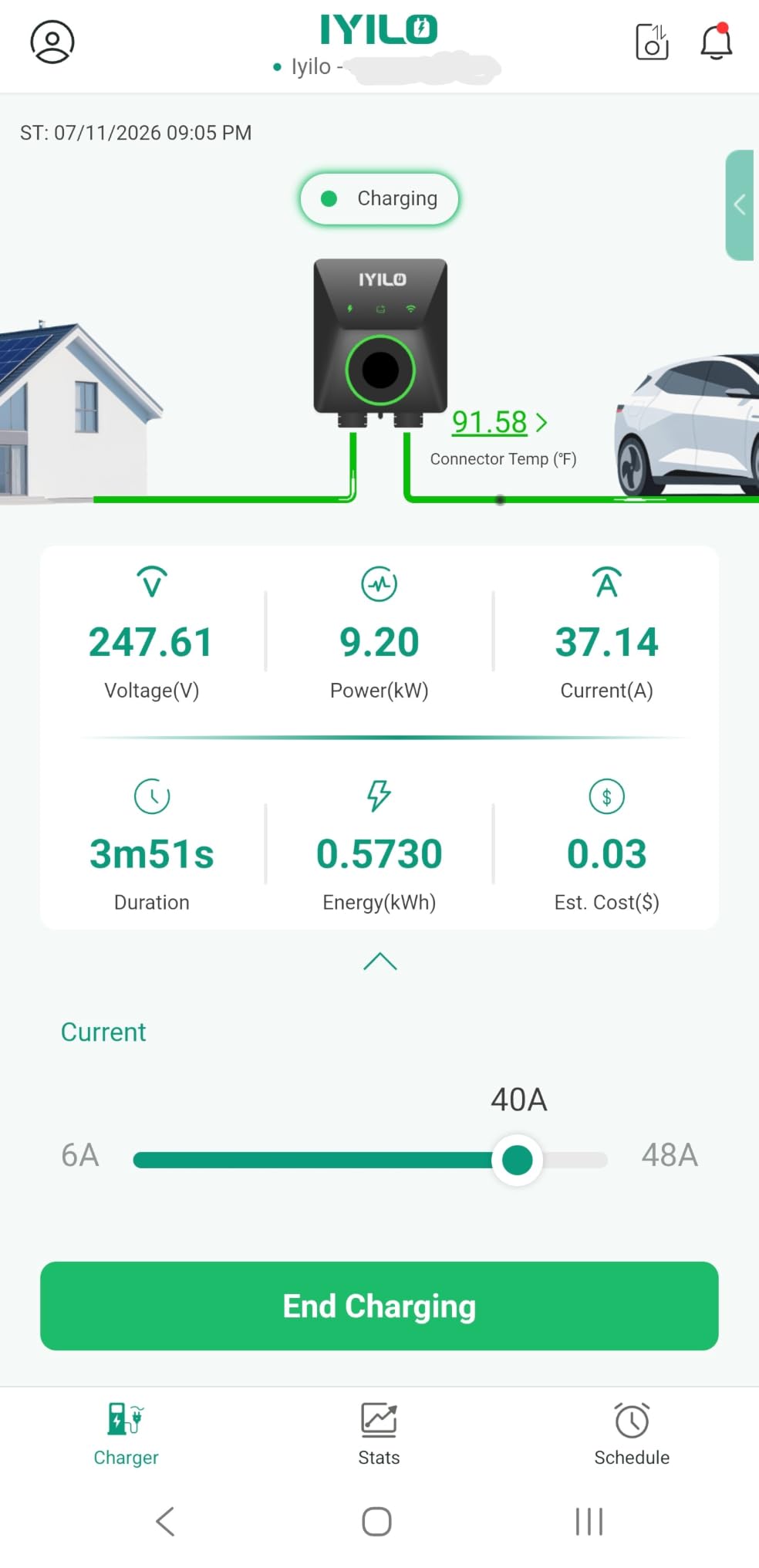 Level 2 EV Charger with Energy Meter, 48Amp/11.5KW, J1772 Wall Electric Car Charger with Dual Temp Sensors(Exclusive), Wi-Fi(2.4 GHz), RFID, Smart App, CT Clamps for Load Balancing, Black-Gray customer photo 2