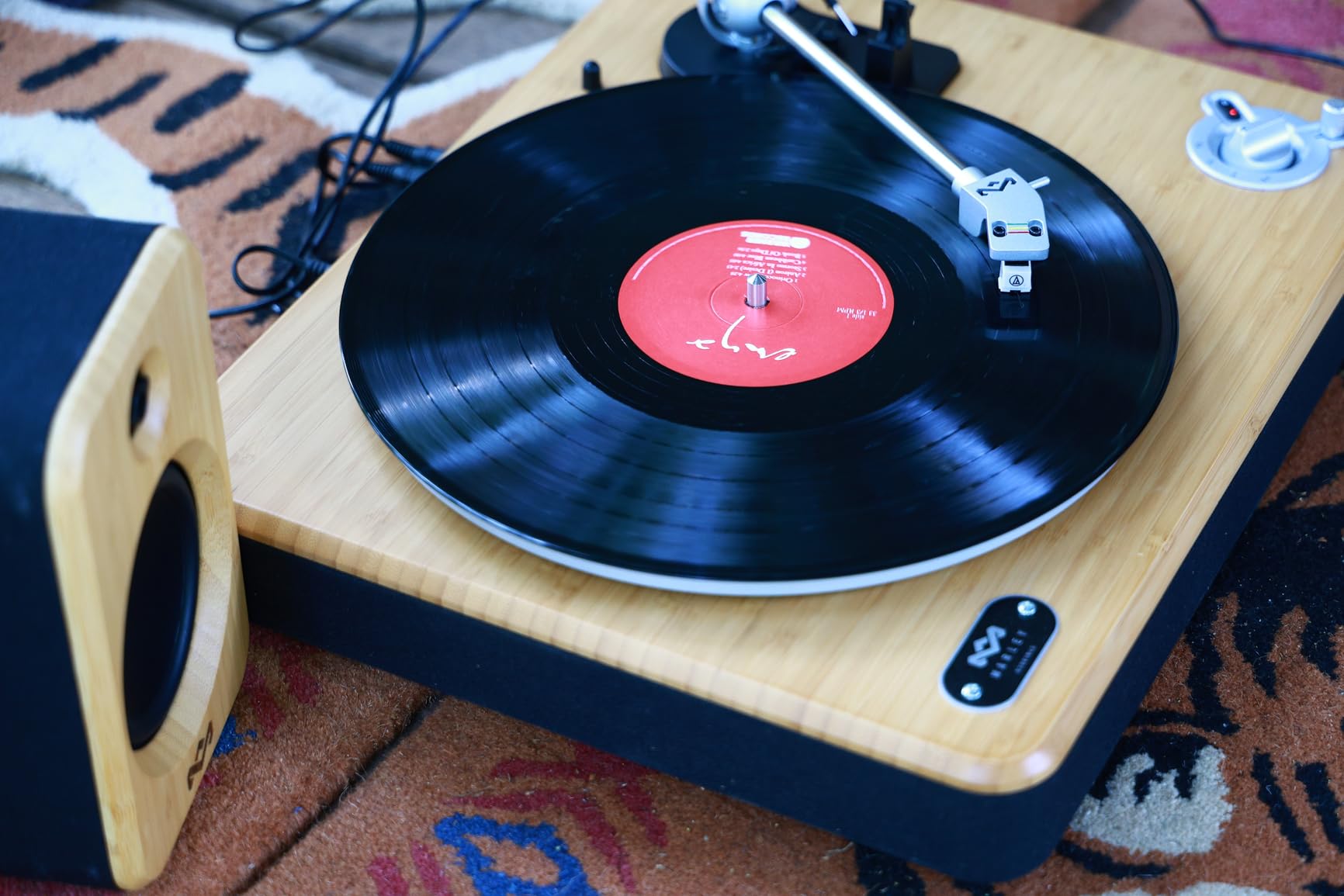 House of Marley Stir It Up Wireless 2 Turntable with Speakers - Sustainably Made Bluetooth Record Player & 10W Bookshelf Speakers, Easy Set Up Vinyl Player with an Audio Technica Cartridge, Bamboo customer photo 2