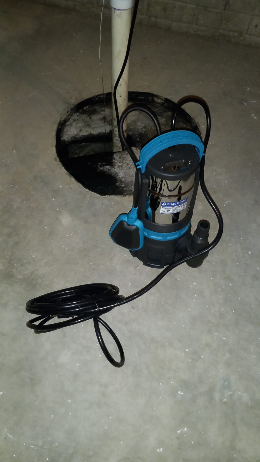Aquastrong 1 HP Sewage Grinder Pump, 115V 4200 GPH Sewage/Effluent Pump | Sewage Pump 2 inch Discharge, Cast Iron Sump Pump Submersible with Auto Float Switch for Basement Sump Basin and Sewage Well customer photo 1