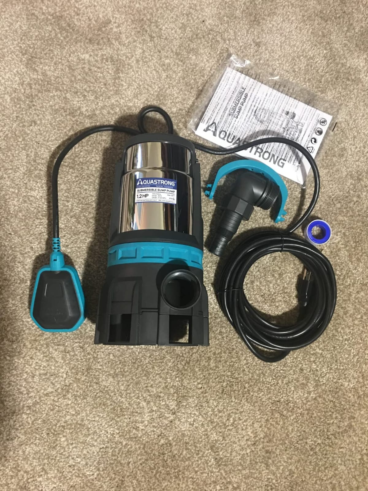 Aquastrong 1 HP Sewage Grinder Pump, 115V 4200 GPH Sewage/Effluent Pump | Sewage Pump 2 inch Discharge, Cast Iron Sump Pump Submersible with Auto Float Switch for Basement Sump Basin and Sewage Well customer photo 2