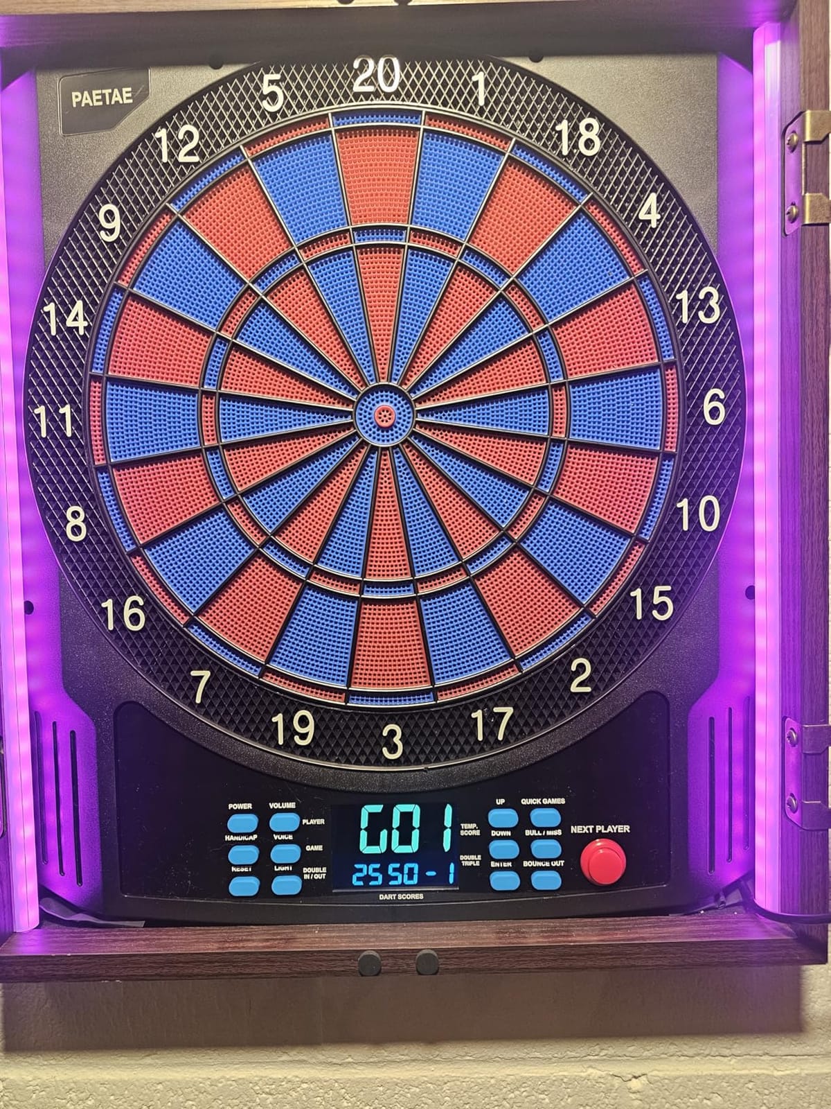 Electronic Dart Board Wooden Cabinet Set, Electric Dart Boards for Adults | Soft Tip Dartboard with Light Strips, Large Cricket Display, Automatic Scoring, 12 Darts, 45 Games & 474 Variations customer photo 1