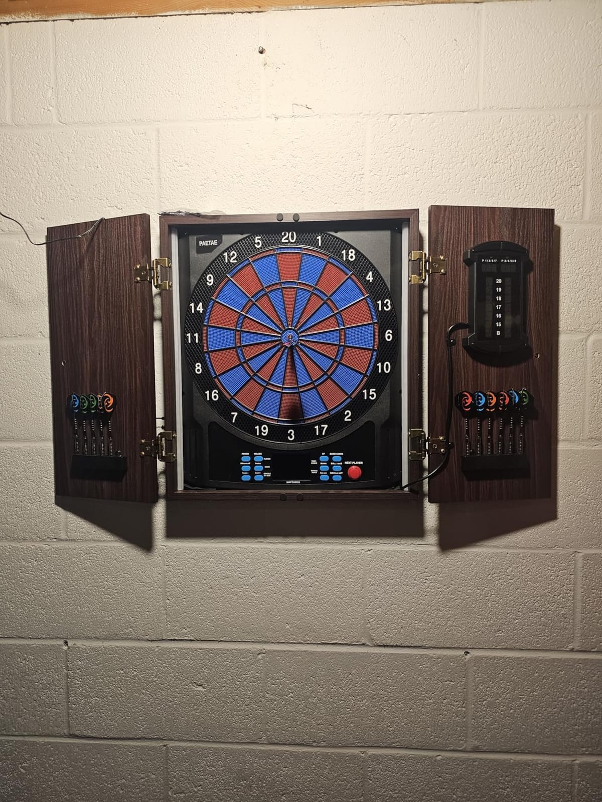 Electronic Dart Board Wooden Cabinet Set, Electric Dart Boards for Adults | Soft Tip Dartboard with Light Strips, Large Cricket Display, Automatic Scoring, 12 Darts, 45 Games & 474 Variations customer photo 2