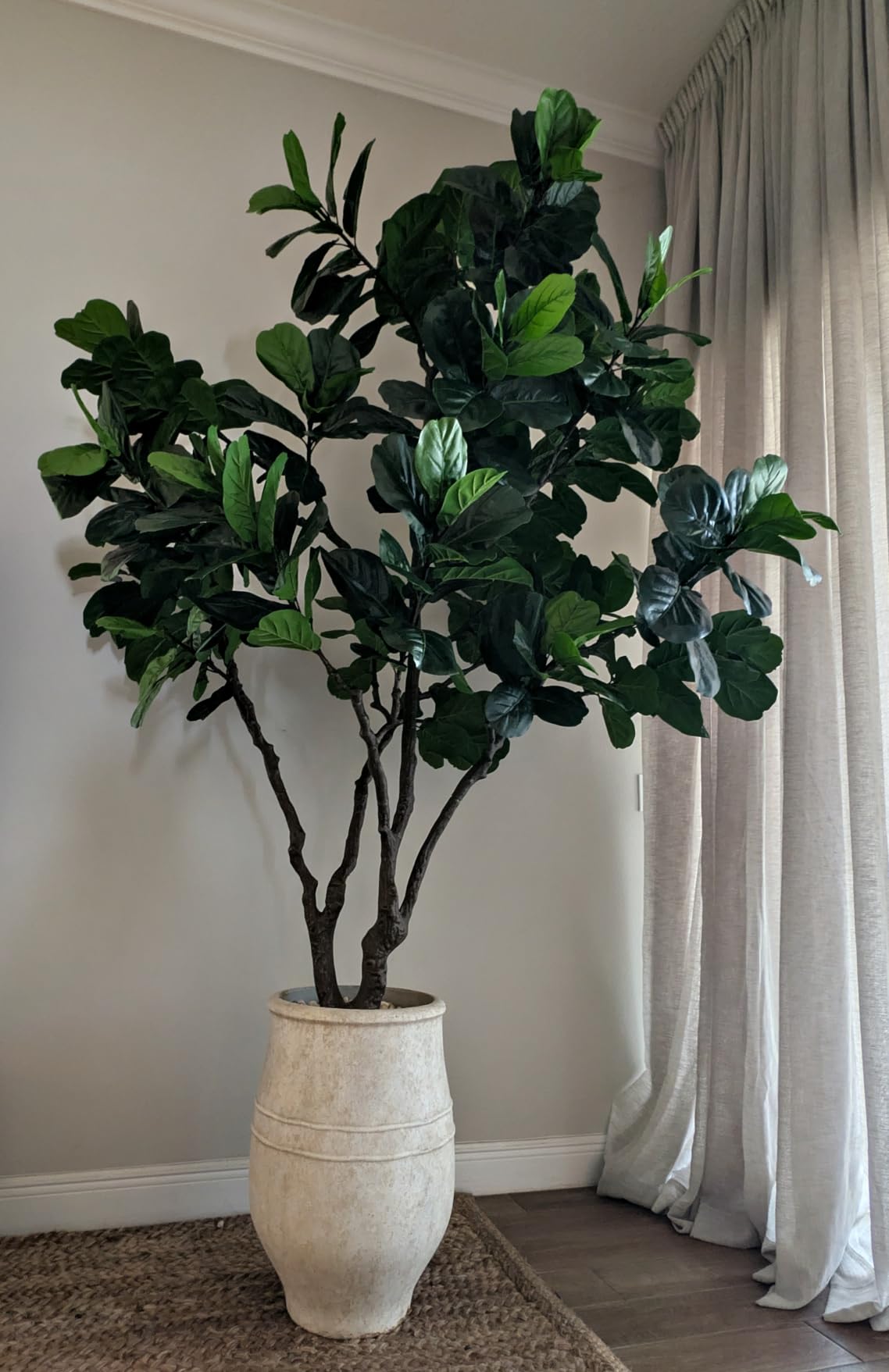8FT Faux Fiddle Leaf Fig Tree Artificial Plants Indoor Ficus Lyrata Trees | Realistic Large Faux Trees Indoor in Pot, Fake Floor Plant for Home Decor Office Living Room customer photo 2