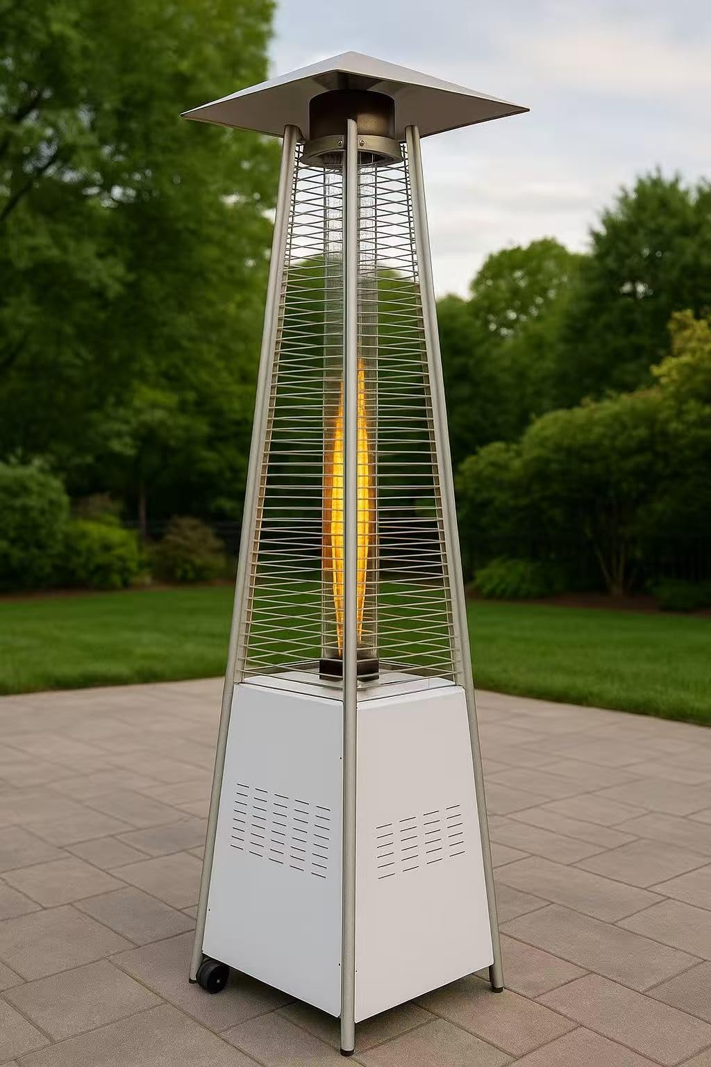 GLANC 48,000 BTU Pyramid Patio Heater, Outdoor Patio Heaters for Outdoor Use with Cover & Wheels, 88