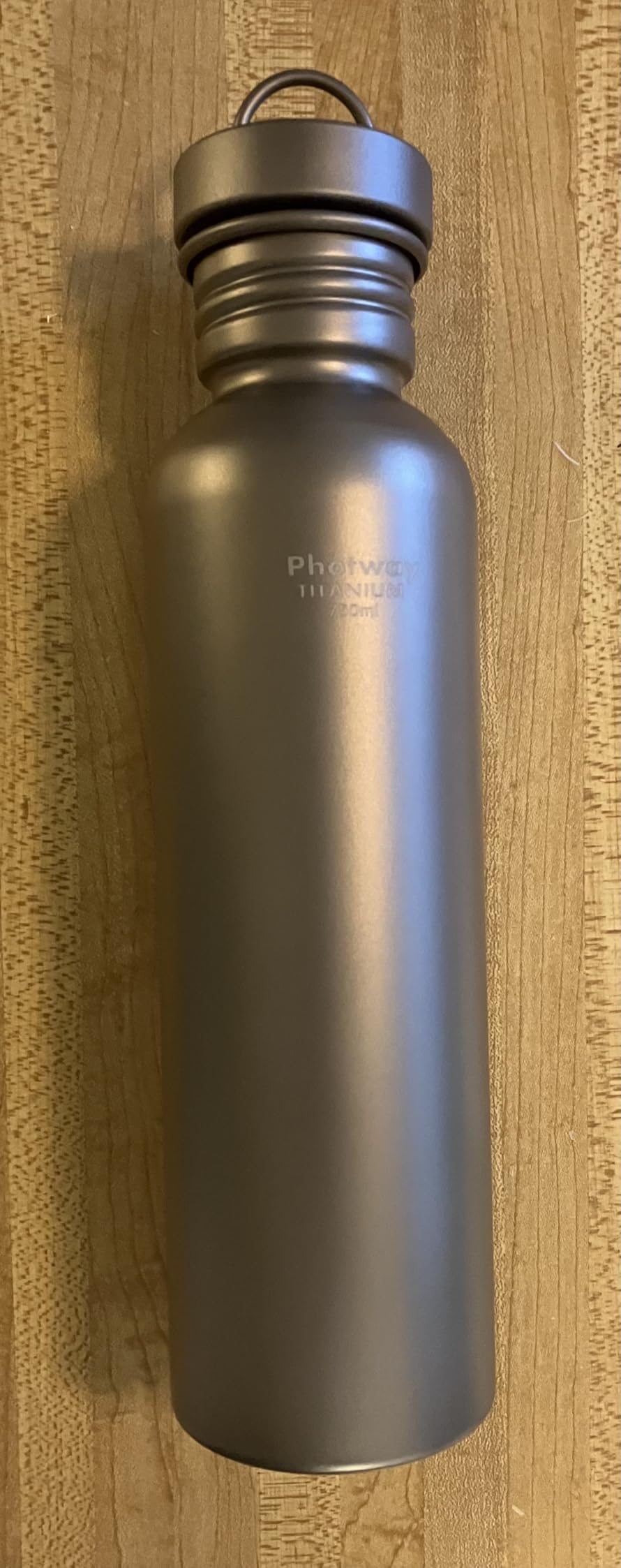 750ml (25oz) Titanium Water Bottle, Ultralight Single-Wall Flask | Pure Titanium · 0.5mm Reinforced Wall · Full 750ml Leakproof Seal · Ultralight · Direct Flame Safe customer photo 2