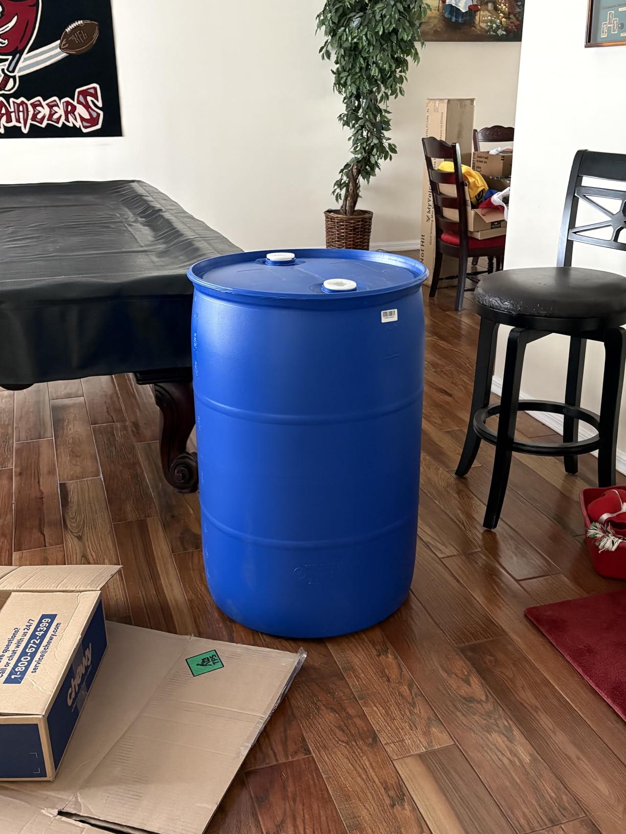 Bushman 55 Gallon Plastic Drum, Stackable Industrial Storage Barrel, Blue | Heavy Duty HDPE Bin Container with Leakproof Lid for Emergency Water Supply, Chemicals, or Oil Waste customer photo 1