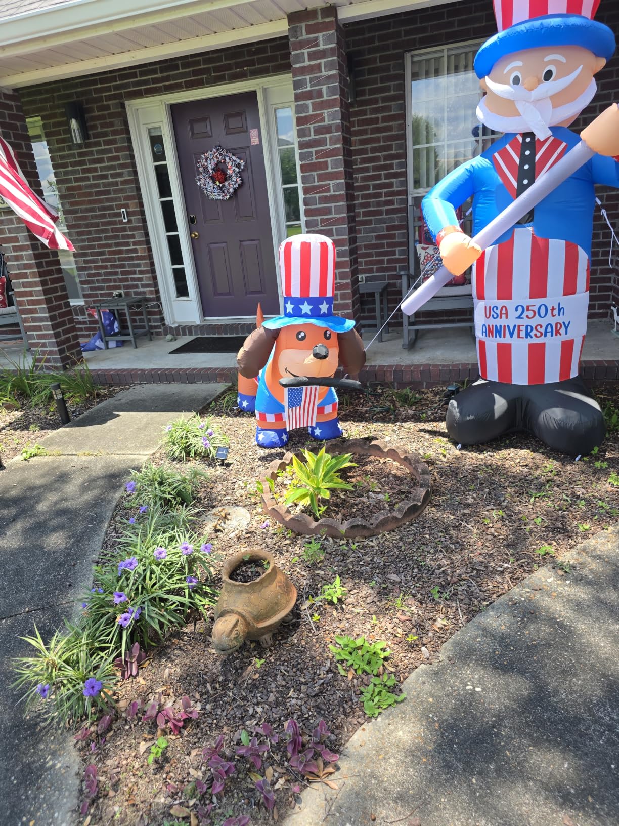 5 FT Independence Day 4th of July Inflatables Dog Bite the Flag Outdoor Decorations Blow Up Yard with Built-in LEDs for Indoor Party Garden Lawn Decor customer photo 1