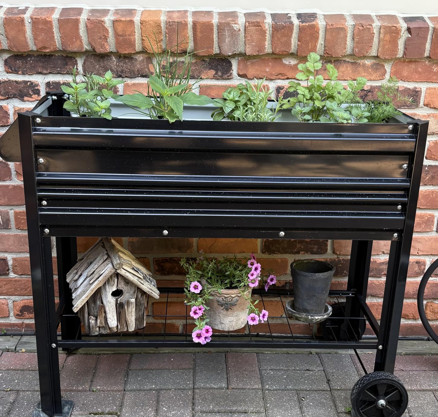 WORKPRO 37x14.6x31.6in Raised Garden Bed with Legs & Wheels, 400LB | Galvanized Elevated Planter Box for Garden, Backyard, Patio & Deck, Easy Mobility, Black customer photo 1