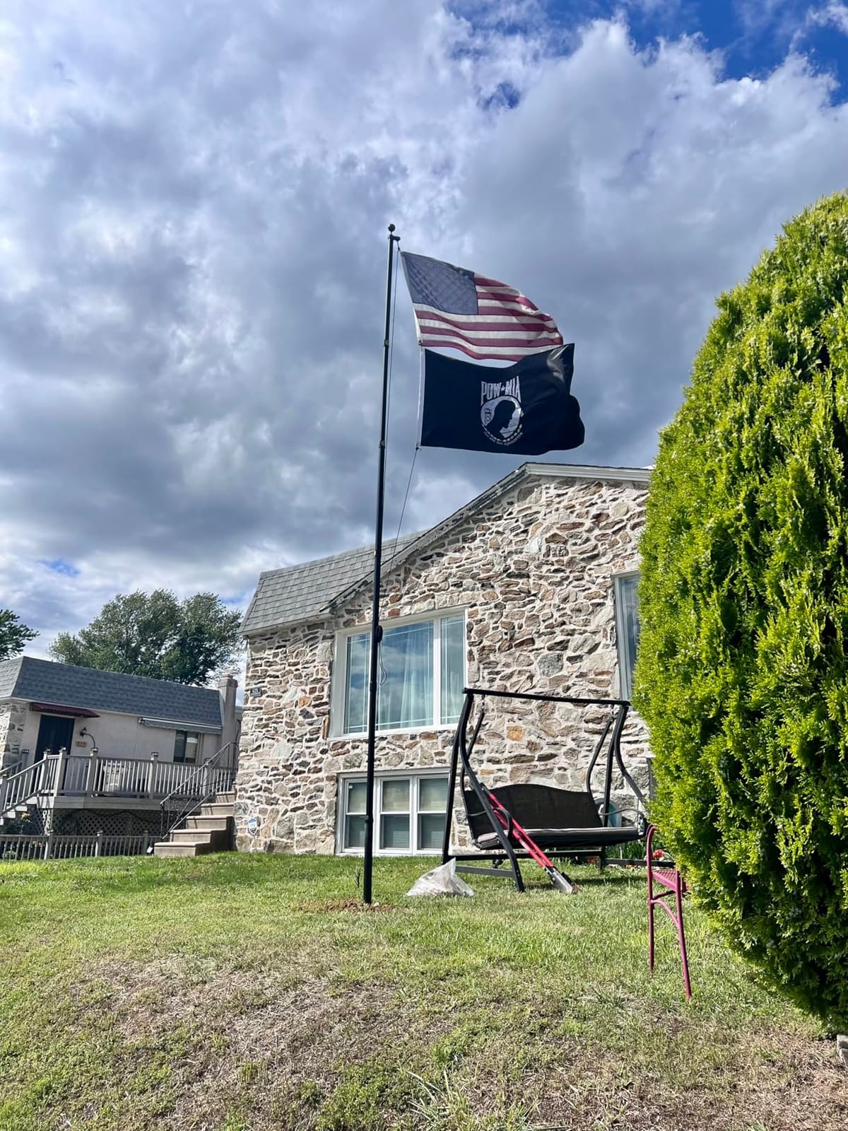 25FT Heavy Duty Aluminum Flag Pole Kit, In Ground Flagpole with Black Finish | Flag Poles for Outside House In Ground, Outdoor Flag Pole Kit with 3x5 US Flag, 80MPH Wind Resistant, Sectional Design customer photo 1