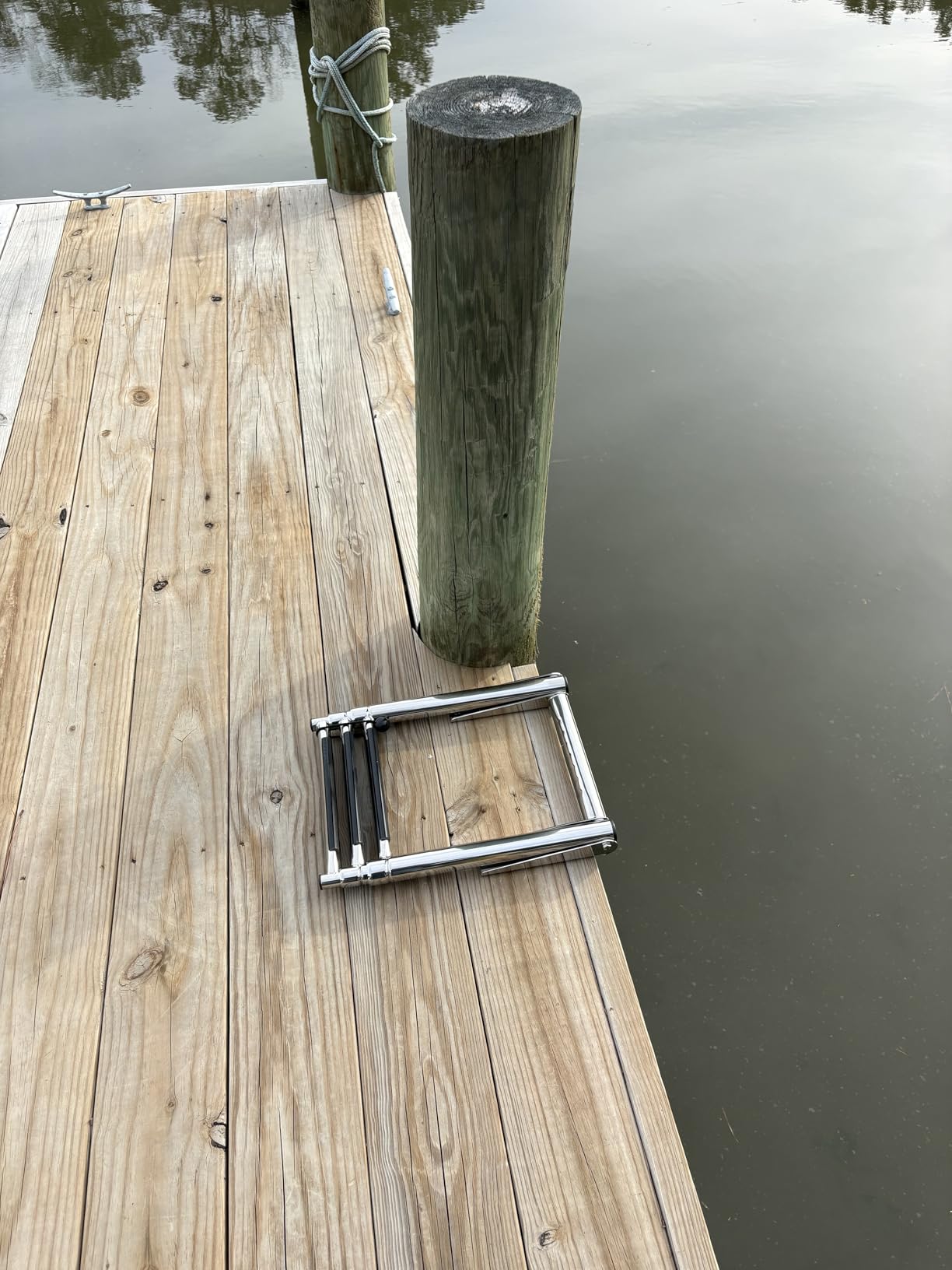 Boat Ladder, Stainless Steel Telescoping Folding Heavy Duty Pontoon Swim Boarding Ladder for Outboards, Yacht, Marine Fishing Boat customer photo 2