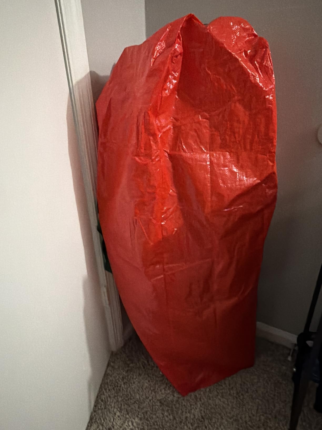 KRYSTY Durable Large Christmas Tree Storage Bag, Fits Up to 9 ft Artificial Trees, Heavy Duty Zipper & Reinforced Handles For Christmas Tree Bag, Protects Against Dust, Moisture & Damage, Red customer photo 1
