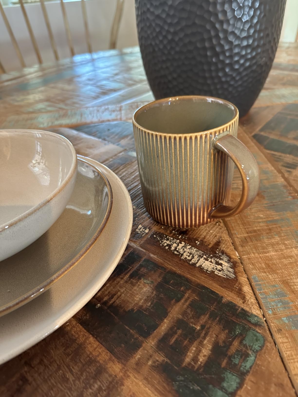 thaterra Ceramic Coffee Mugs Set of 6, 14.2 oz Coffee Cups with Handle | Handmade, Suitable for Latte, Tea, Milk, Beer & Hot Cocoa, Cocoa Mocha customer photo 2