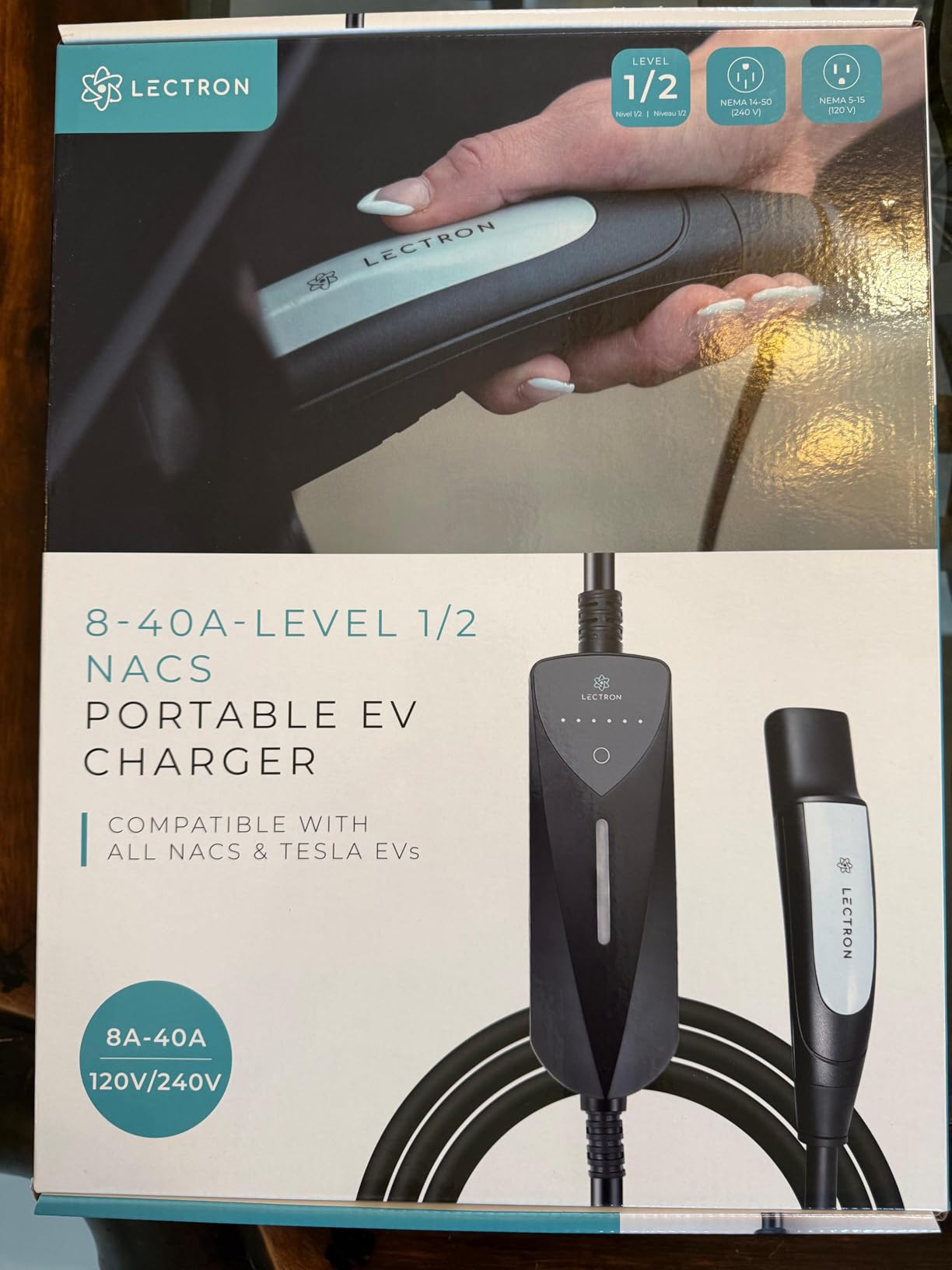 Lectron Level 1/2 (8A - 40A) Tesla NACS Portable EV Charger - Dual-Level Electric Vehicle Charging Station with NEMA 14-50/5-15 Plug - Compatible with All NACS Electric Vehicles customer photo 2