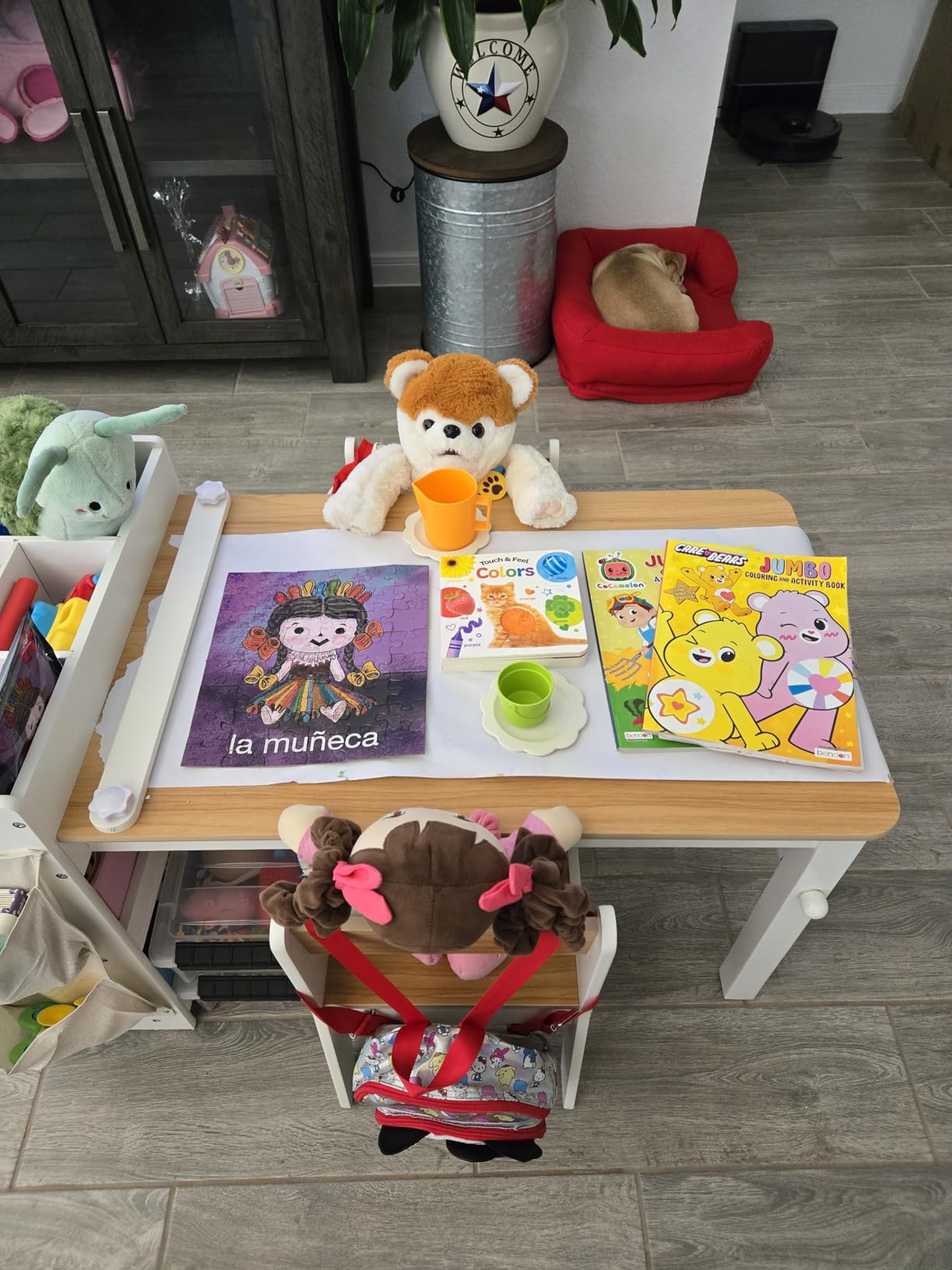 Kids Art Table and Chair Set with 2 Chair & Bins, 44