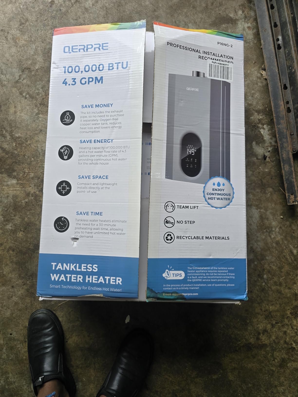 Tankless Water Heater Natural Gas, Indoor Max 4.3 GPM, 100,000 BTU, Instant Hot Water Heater for Home, Apartment, Commercial Setting, Vent Pipe Included, within 1F Stable Temp, LED Digital Display customer photo 2