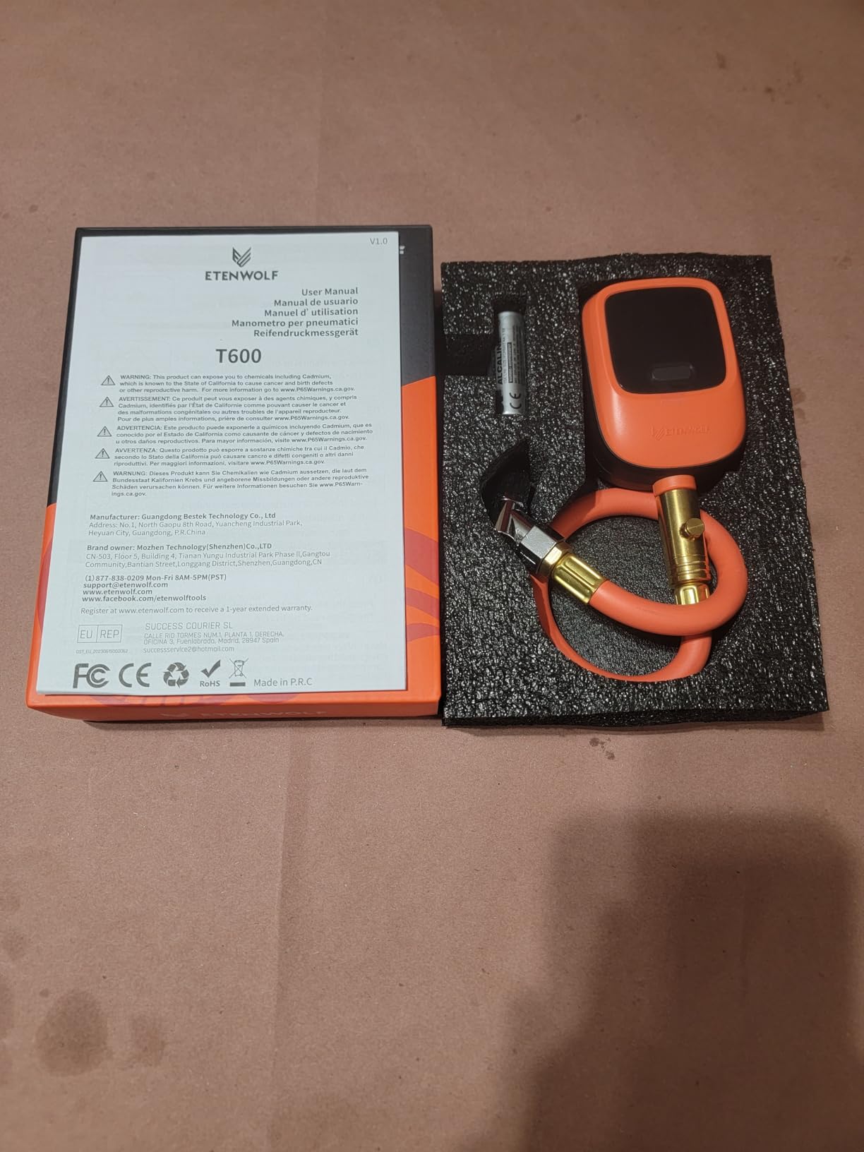 ETENWOLF T600 Digital Tire Pressure Gauge 250 PSI with Rubber Hose, Orange | Replaceable AA Batteries, ANSI B40.7 2A Grade High Precision(±0.5%), Tire Gauge for Tire Pressure for Car, RV, Trucks, Bikes customer photo 1
