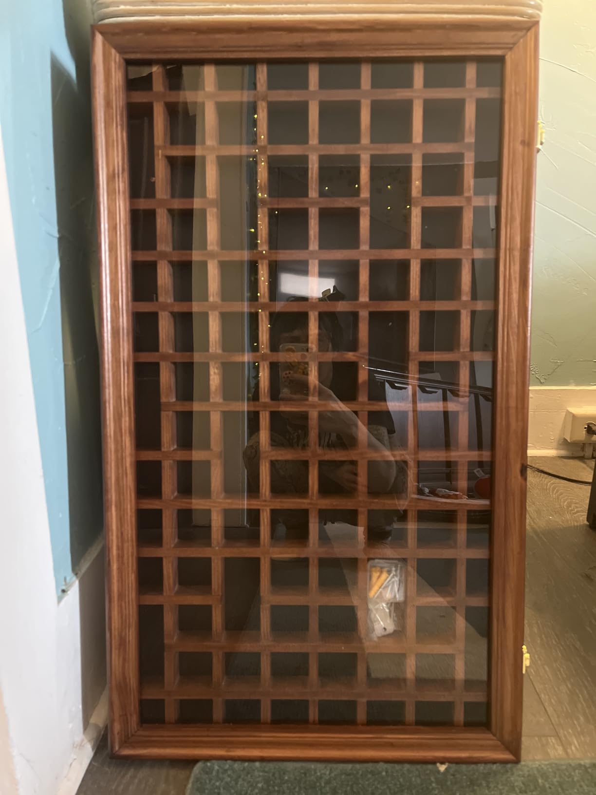 Yookeer 100 Opening Thimble Display Case Cabinet - Wall Mount Miniature Shadow Box with 98% UV Protection Lockable Acrylic Door Wood Frame Holder for Collectibles, Walnut, 28 x 16 x 1.75 Inch customer photo 2