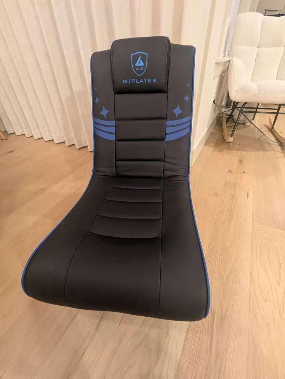 GTPLAYER Floor Gaming Chair Foldable Swivel Floor Chairs for Kids Boys Comfy Video Game Seat with 360° Multipurpose for Gamers, Bedroom or Game Room(Black-Blue) customer photo 1