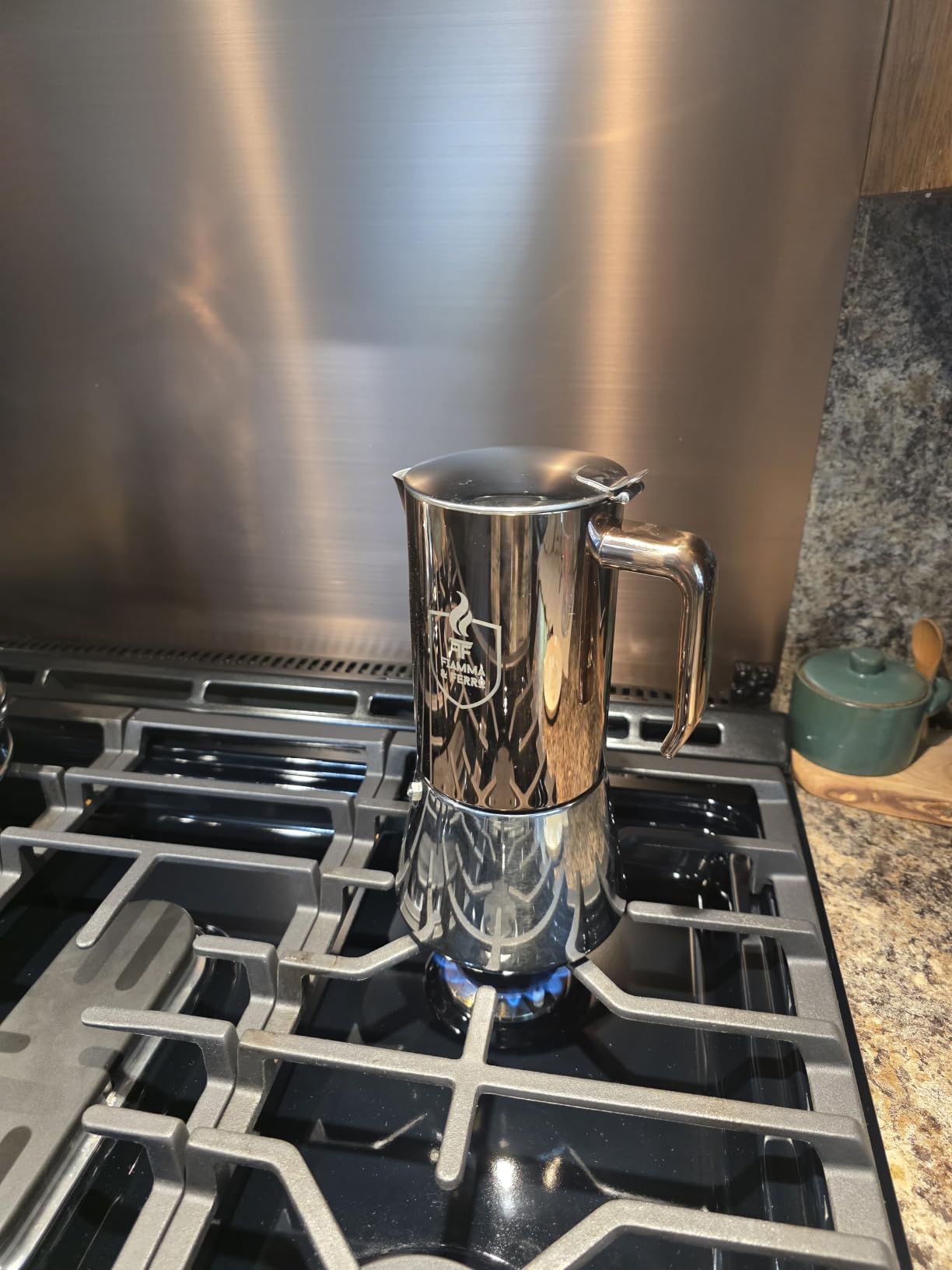 Premium Italian Moka Pot - 12-Cup (600ml) Stainless Steel, Copper PVD Finish, Induction Compatible, Zero Aluminum, Zero Plastic customer photo 1