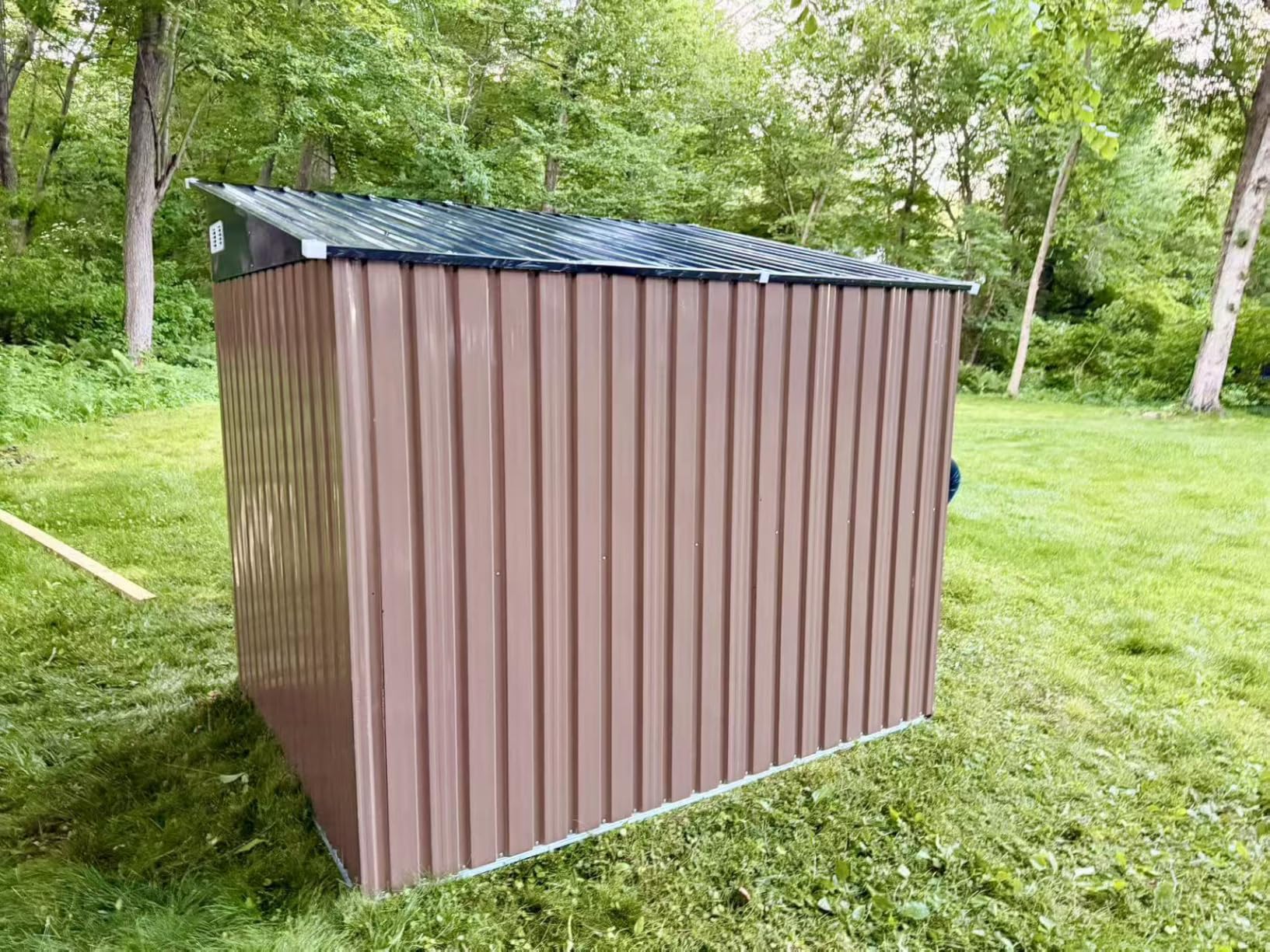 Aoxun 4x6 FT Lean to Shed Garden, Sloped Roof Metal Storage Shed | Lockable Doors & Single Door Outdoor Bike Shed for Backyard, Patio, Poolside, Brown customer photo 1