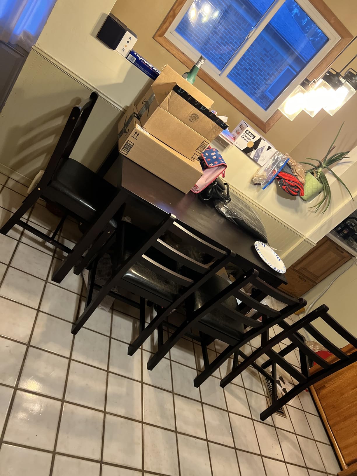 FDW | 5-Piece Solid Wood Dining Table Set for 4 | Brown | Space-Saving Design | Smooth Easy-to-Clean Surface | Pine Kitchen Table with Upholstered Chairs | for Dining Room, Apartment, Restaurant customer photo 1