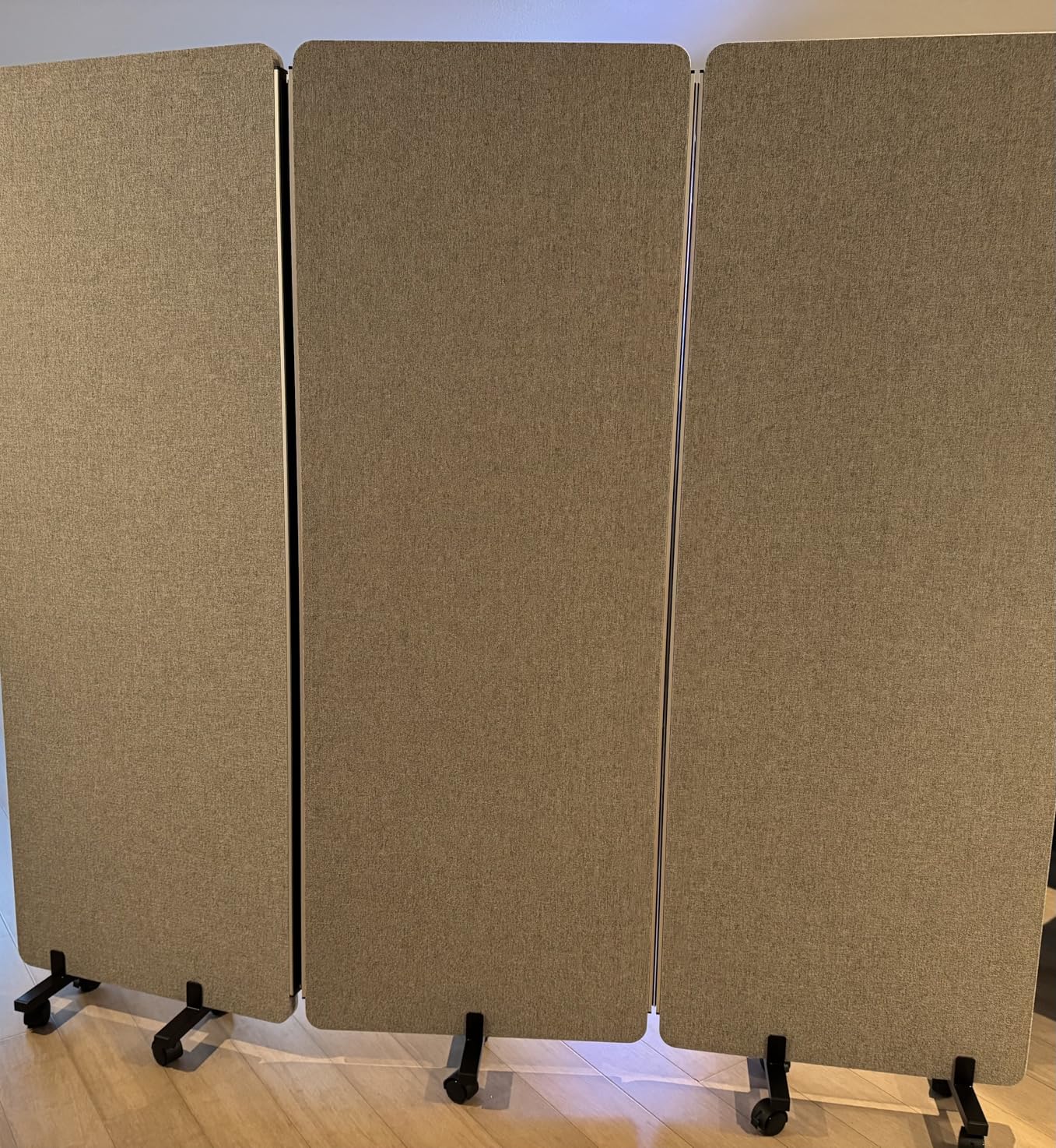 3 Panel Foldable Office Partitions, Mobile Cubicle Wall with Wheels | 71 x 66 Inch Noise Cancelling & Sound Proof Room Dividers Partition Wall, Aluminum Frame Gray customer photo 2