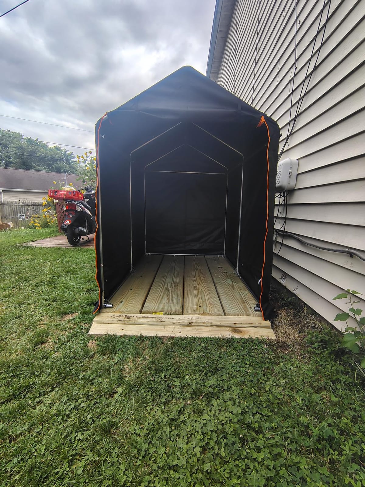 Bike Storage Shed 4x6FT Motorcycle Tent 420D Oxford Fabric | for 2-3 Bikes, 2000mm Waterproof, φ24mm T0.9mm Sturdy Metal Frame Outdoor Bike Tent with Breathable Window customer photo 2