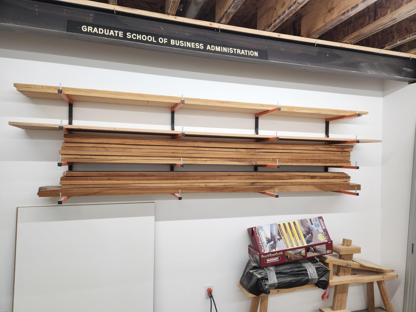 4 Pack Lumber Storage Rack, Wall Mount Foldable & Adjustable Lumber Rack with 8-Level Holds Up 1040 Lbs, Heavy Duty Metal Garage Wood Rack for Workshop, Basement, Indoor and Outdoor customer photo 2
