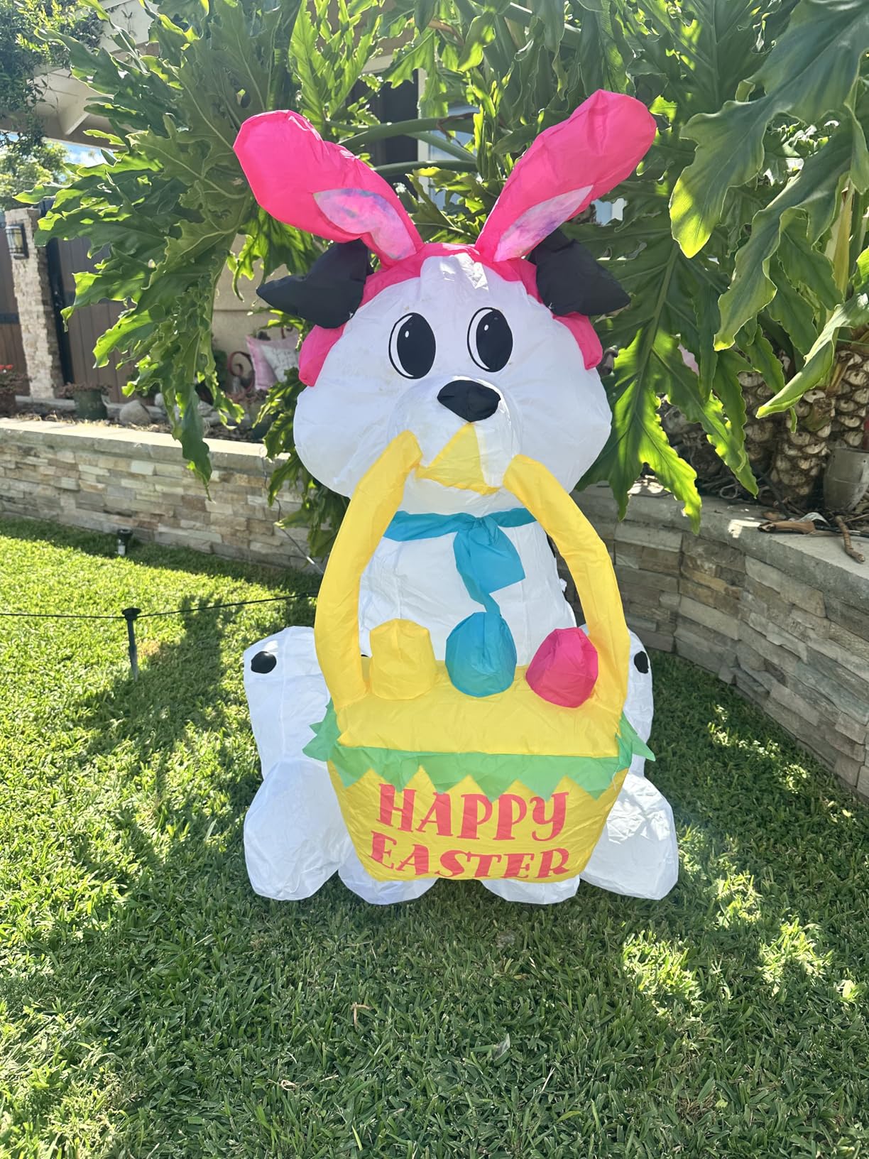7.3FT Long Easter Inflatables Outdoor Decorations - Bunny and Dog Riding Bus, Build-in LED Lights Holiday Blow Up Yard Decoration, for Patio Garden Lawn Party Celebration Decor customer photo 2