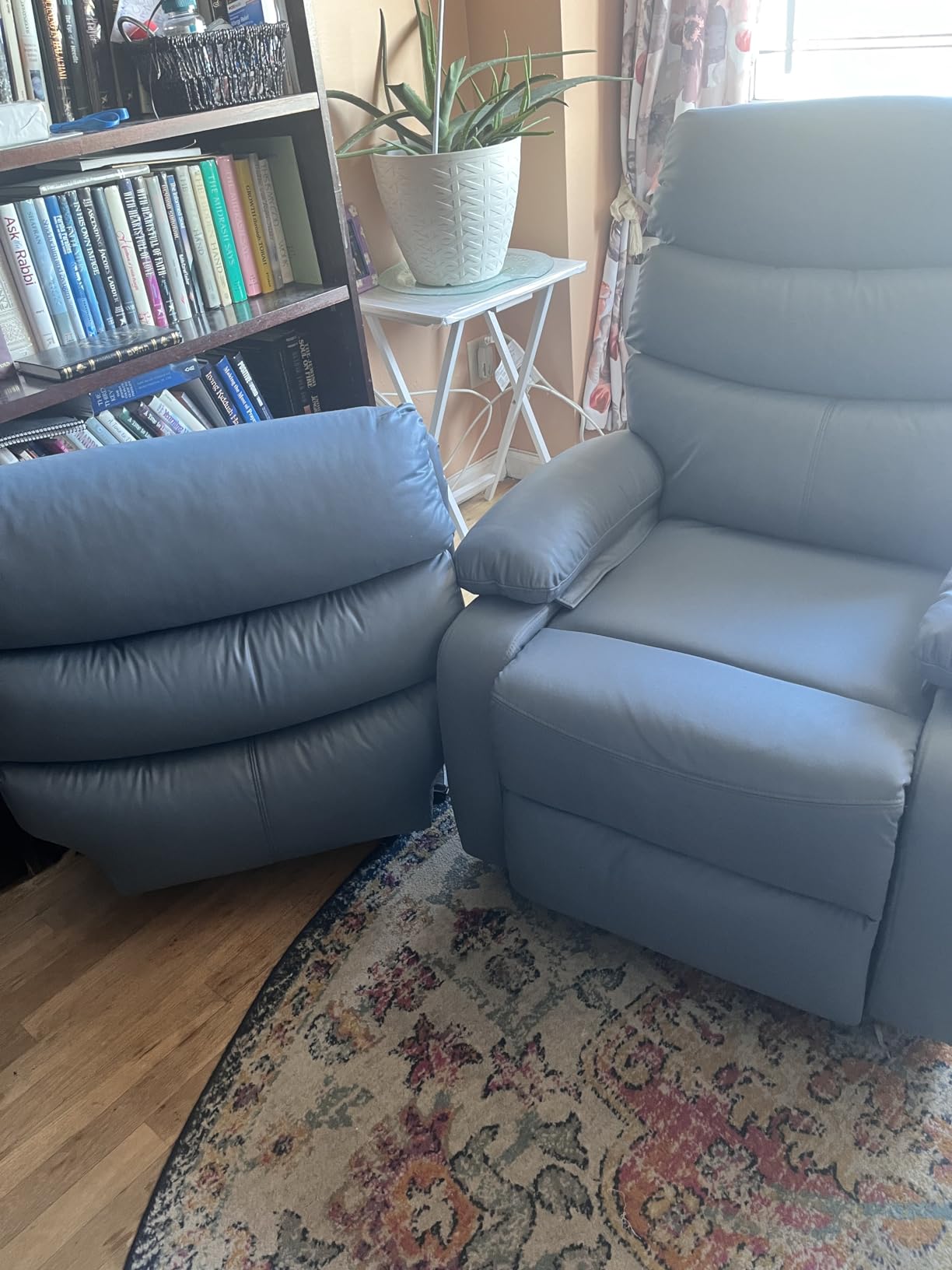 Swivel Rocker Recliner Chair, Rocking Chair, Small Swivel Recliner for Small Spaces, Living Room, RV (Dark Grey) customer photo 1