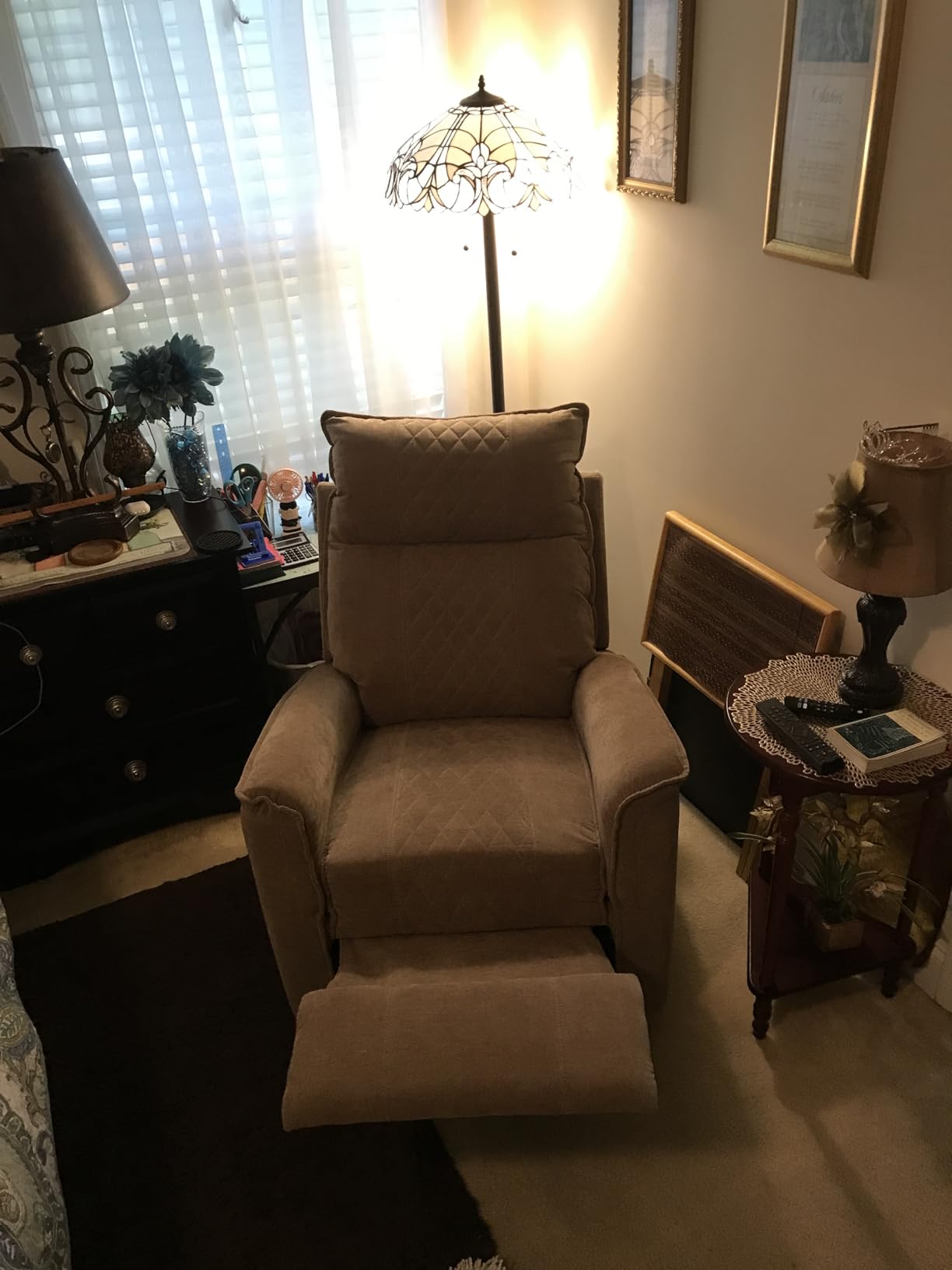 Swivel Rocker Recliner Chair, Rocking Chair, Small Swivel Recliner for Small Spaces, Living Room, RV (Dark Grey) customer photo 2