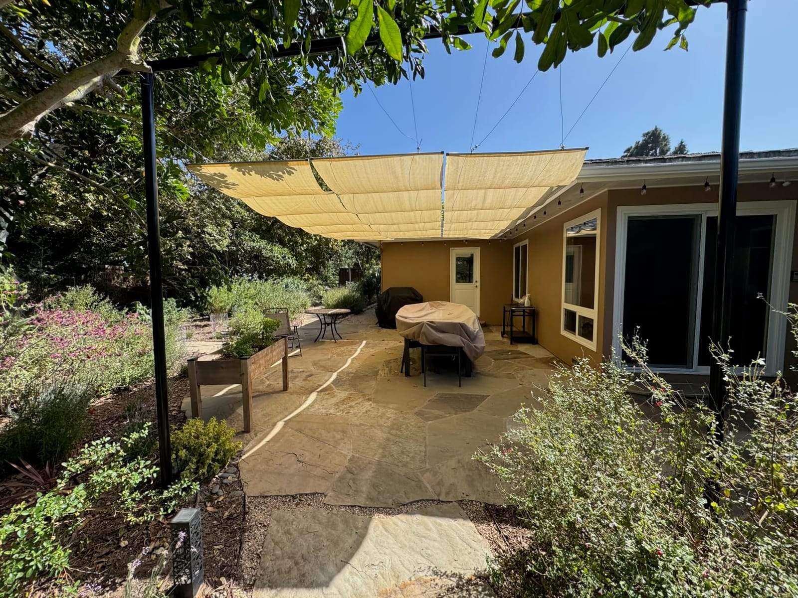 4'W X 15'L Pergola Shade Cover Retractable, Sliding Shade Awning high-Density Polyethylene Fabric, Wave Shade sail for Patio Garden Backyard Deck Trellis, Beige customer photo 2