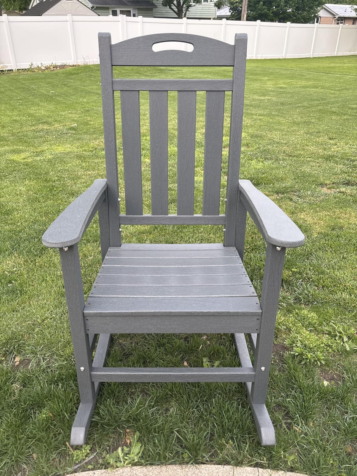 Outdoor Rocking Chair, HDPE Patio Rocking Chair, All Weather, Dark Grey customer photo 2