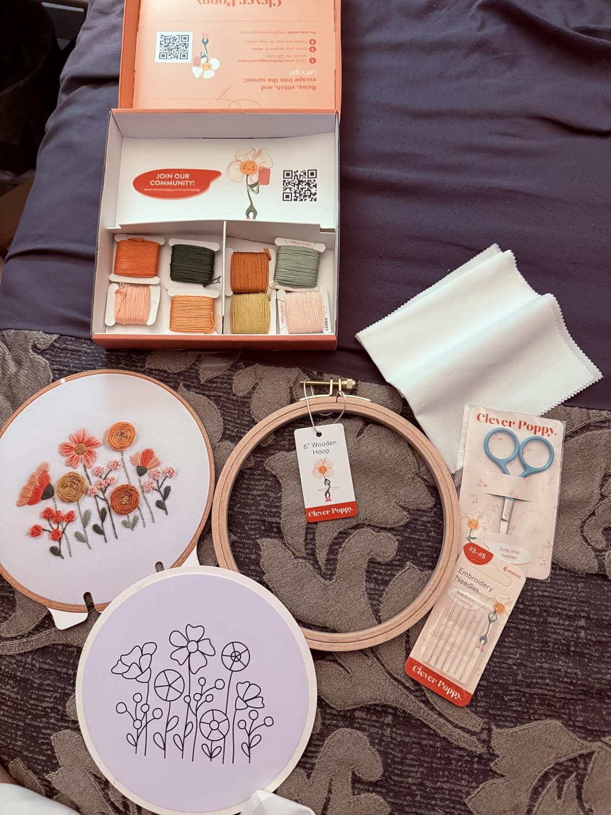 Clever Poppy Sunset Meadow Beginner Embroidery Kit - Easy Embroidery Kit for Beginners with Hoop, Thread & Patterns - Hand Embroidery Kit for Adults and Teens - Complete Embroidery Starter Kit customer photo 1