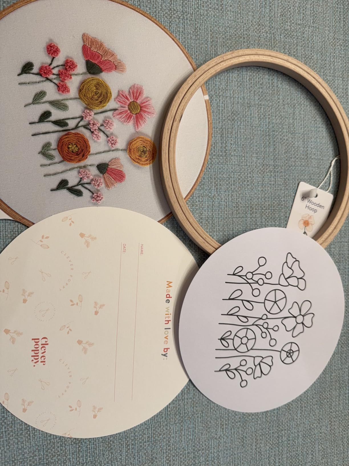 Clever Poppy Sunset Meadow Beginner Embroidery Kit - Easy Embroidery Kit for Beginners with Hoop, Thread & Patterns - Hand Embroidery Kit for Adults and Teens - Complete Embroidery Starter Kit customer photo 2